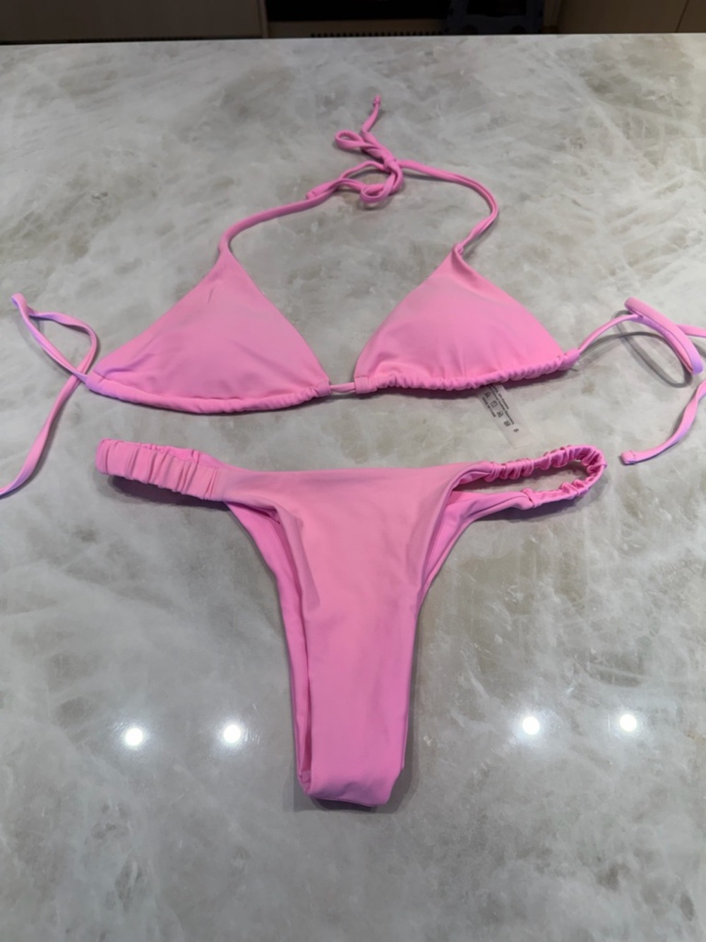 Pink Triangle String Bikini Set